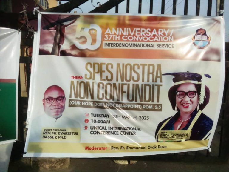 Clergy Urges UNICAL Graduates to Become Instruments of Hope to Society.