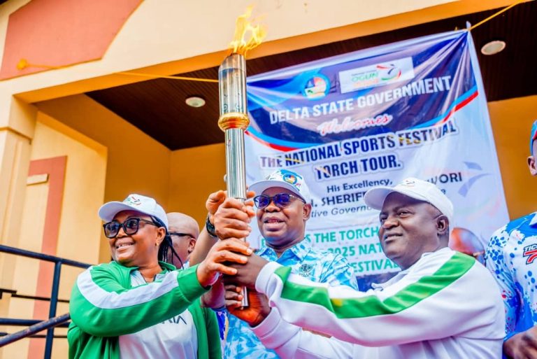 22nd National Sports Festival: Oborevwori Receives Torch of Unity